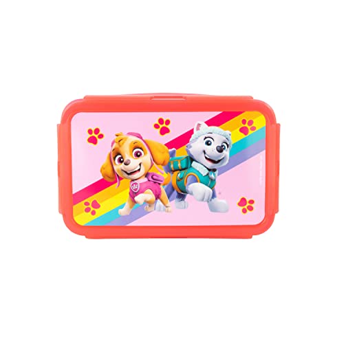 P:os 29901049 PAW Patrol - Brotdose für Kinder mit 2 herausnehmbaren Einsätzen, Lunchbox aus Kunststoff mit 4 Clip-Verschlüssen von p:os