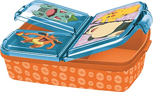 P:os 34242 - Pokémon Brotdose für Kinder mit 3 Fächern, Lunchbox aus Kunststoff mit Clip-Verschlüssen, Vesperdose für Kindergarten, Schule und Freizeit P:os 34242 - Pokémon Brotdose für Kinder mit 3 Fächern, Lunchbox aus Kunststoff mit Clip-Verschlüssen, Vesperdose für Kindergarten, Schule und Freizeit von p:os