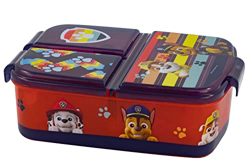 p:os 33426088 - PAW Patrol - Brotdose für Kinder mit 3 Fächern, Lunchbox aus Kunststoff mit Clip-Verschlüssen, Vesperdose für Kindergarten, Schule und Freizeit von p:os