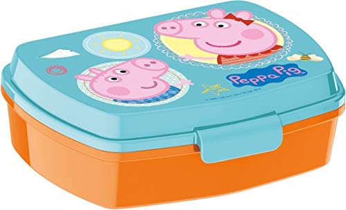 p:os p:os Peppa Wutz Brotdose für Kinder mit einem Fach, Lunchbox aus Kunststoff mit Clip-Verschlüssen, Vesperdose für Kindergarten, Schule und Freizeit von p:os