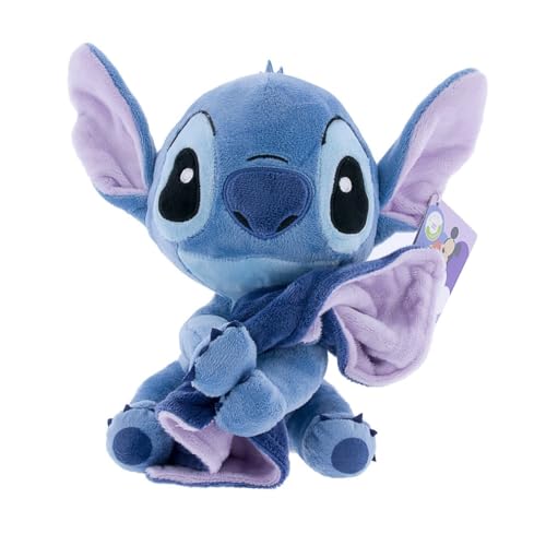 Stitch mit Kuscheldecke (abnehmbar) Kuscheltier/Plüschtier Lilo & Stitch | Größe 22cm | + Schlüsselanhänger von pabuTEL-Bundle