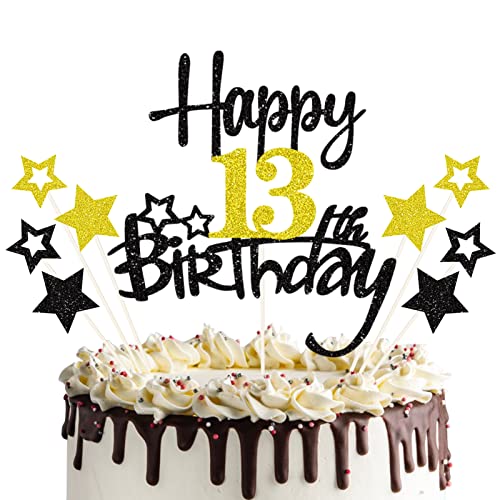 13 Geburtstag Tortendeko Happy 13 Birthday Cake Topper Teenager Tortendeko 13th Kuchen Topper Glitzer Kuchendeko 13 Jahre Cupcake Toppers für Mädchen Junge Kinder 13 Geburtstag Party Dekoration von palasasa