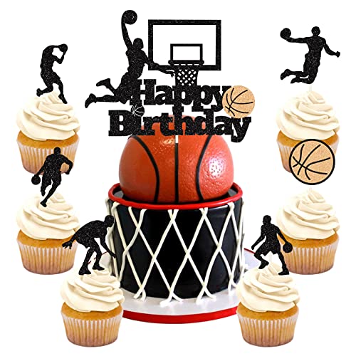 25 Stück Tortendeko Basketball Geburtstag Basketball Cupcake Toppers Glitter Basketball Kuchen Topper Ball Schuss Cake Topper für Kinder Jungen Basketball-Enthusiasten Festival Geburtstag Party Deko von palasasa