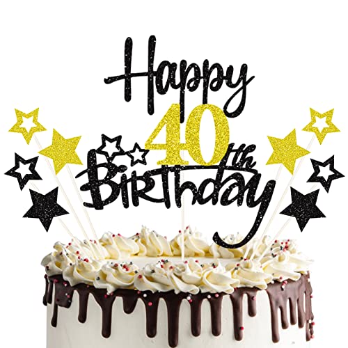 palasasa 40 Geburtstag Tortendeko Happy 40 Birthday Cake Topper 40. Tortendeko 40th Kuchen Topper Glitzer Kuchendeko 40 Jahre Cupcake Toppers für 40 Geburtstag Party Dekoration von palasasa