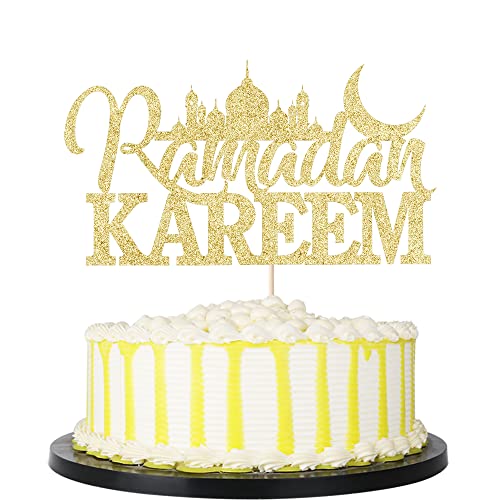 PALASASA Ramadan Kareem Kuchenaufsatz – Eid Mubarak muslimischer islamischer Kuchenaufsatz, Ramadan Kareem Partydekorationen, islamische muslimische Partyzubehör von palasasa