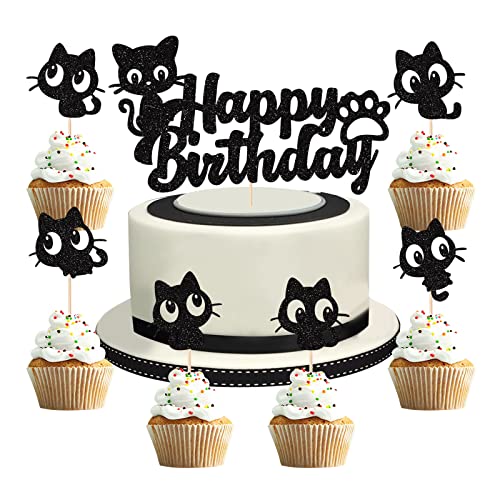 25 Stück Süß Katze Tortendeko Kätzchen Cake Topper Schwarz Kätzchen Cupcake Topper für Katzenliebhaber Kätzchen Thema Babyparty Kinder Geburtstag Hochzeit Party Kuchen Dekorationen Zubehör von palasasa