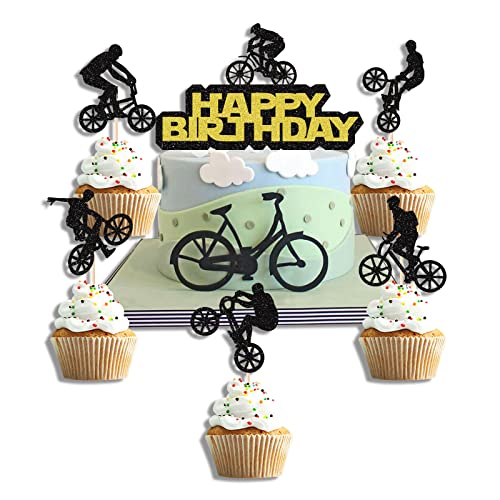 26 Stück Tortendeko Fahrrad Cupcake Topper Fahrrad Glitter Fahrrad Kuchen Topper für Fahrrad Thema Party Dekoration Sport Party Dekoration Kuchendeko Geburtstag für Mann Junge von palasasa