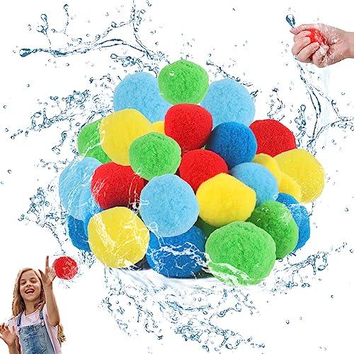 panemy Softball Wasserbomben, 30 Stück Wasserschlacht Bälle, Baumwoll Wasserbomben, Splash Balls Set, Splash Wasserbomben, Wasserbomben Splash Bälle, Water Balloon für Kinder Erwachsene Wasserspaß von panemy