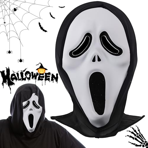 panemy Ghostface Maske, Scream Maske für Kinder Erwachsene, Ghost Face Maske, Scream Maske Original, Ghostface Kostüm, Halloween Maske für Halloween, Karneval, Fasching von panemy