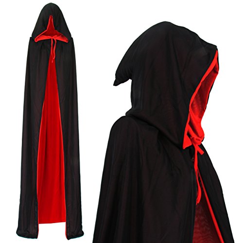 papapanda Vampir Kapuzenumhang Schwarz Rot für Erwachsene Halloween Dracula Cosplay 170cm Umhang von papapanda