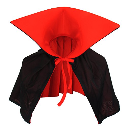 papapanda Vampir Umhang Mini Stehkragen Vampirumhang Dracula Schwarz Rot 35cm von papapanda