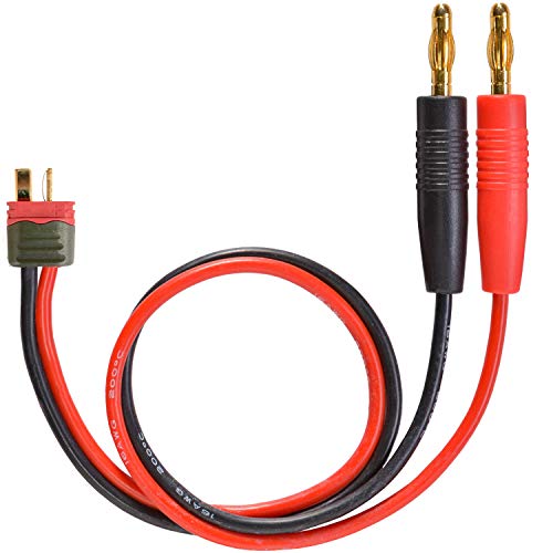 partCore Hochstrom Ladekabel Goldkontakt für T-Stecker kompatibel zu Deans-Buchsen 30cm Silikonkabel AWG 14 mit 4mm Goldkontakt-Steckern von partCore