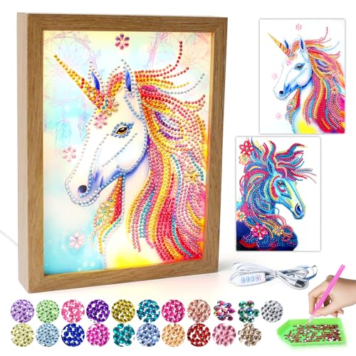 Einhorn Geschenke für Mädchen 6 8 11 12 Jahre: Bastelset Kinder ab 5-7-9-10 Jahre Tiere Diamant Painting Bilder Spielzeug Basteln Mädchen 5-12 Jahre Geschenkideen Kreatives Mosaik Geburtstagsgeschenk von pearoft