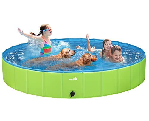 Pecute Hundepool Schwimmbad für Hunde und Katzen(180 * 30cm,600L),Swimmingpool Hund Planschbecken Hundebadewanne Faltbarer Pool mit rutschfestem PVC, für Kinder und Hund Katze XXL Grün von pecute