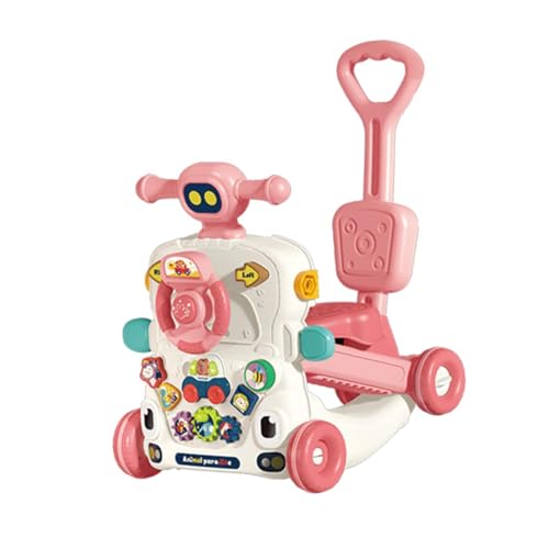 Baby Walkers für Jungen und Mädchen, Musikspielzeug, Frühes Lernen, Schiebespielzeug, Geschenk, interaktiver Soundeffekt, Lernspielzeug für, 6 In1 Rosa von perfk