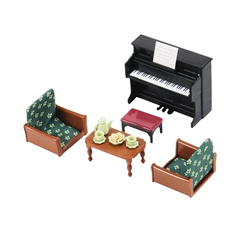 perfk 1/12 Puppenhaus Mini Sofa Klavier Miniatur Klavier DIY Modell Zubehör Mini Möbel Möbel Spielzeug Set für Balkon Badezimmer von perfk