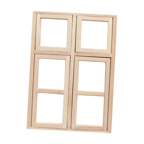 perfk 1/12 Puppenhausfenster, Mini-DIY-Fensterlädenmodell, Miniatur-Holzfenstermöbel für die Dekoration von Wohnzimmer und Schlafzimmer, A von perfk