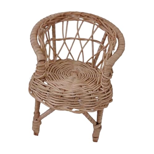 perfk 1/12 puppenhaus Rattan Stuhl Miniatur Modell Simulierte Spielzeug Zubehör Mini Garten Stuhl Ornamente für Szene Decor, 10.5cmx11cm von perfk