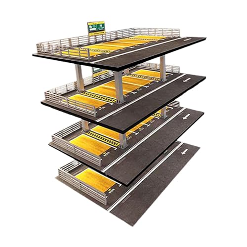 perfk 1/64 Druckguss-Autovitrine, Autogarage-Vitrine, Simulationsparkplatz-Fahrzeugmodellvitrine für Sammler von Leichtmetallautos, Amerikanischer 4-Schicht von perfk