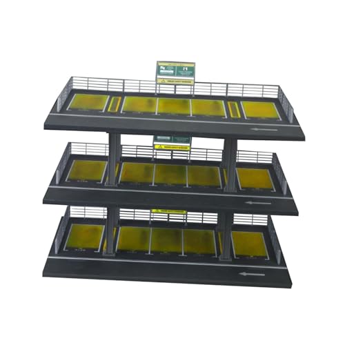 perfk 1/64 Druckguss-Autovitrine, Tischdekor, mit Parkplatzszene, Autogaragen-Vitrine, für Modellsammler, Leichtmetallauto von perfk