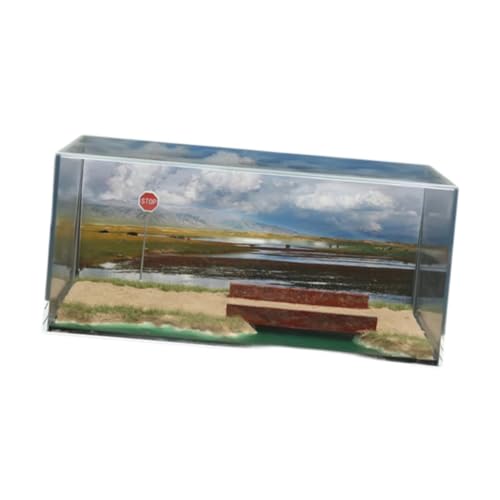 perfk 1/64 Modellauto-Szene, Diorama, Flussufer-Szene, Basteln, Acryl-Vitrine, Hintergrund für Spielzeugauto, Fahrzeugszene, Spielzeugsammlung von perfk