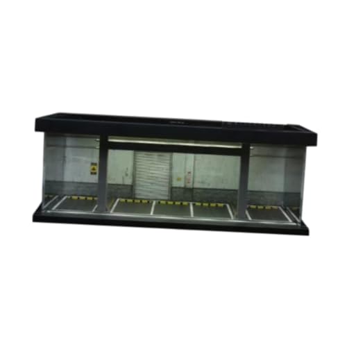 perfk 1:64 Fahrzeugmodell Vitrine Schutz Modellauto Vitrine Landschaft Diorama Parkplatz, für Spielzeugautos Sammler Legierung Auto, Style D von perfk