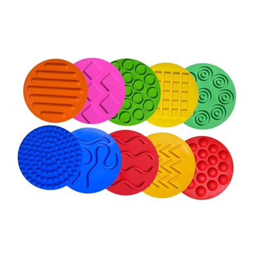 perfk 10 Stück Sensory Discs Matte Sensory Pads Sensory Circles Sensory Silikonmatten für Kinder Jungen Mädchen Trainingsaktivität Zuhause von perfk