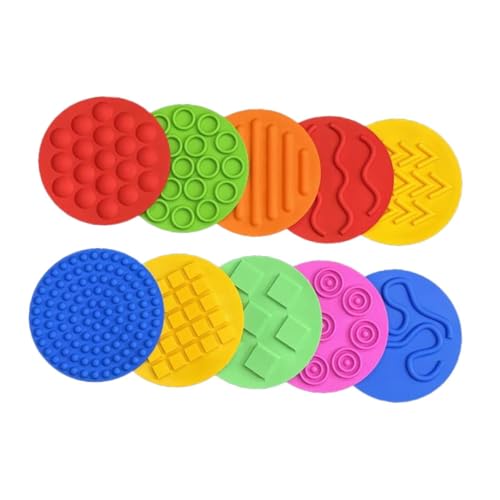 perfk 10 Stück sensorische Silikonmatten, sensorische Pads, taktile Pads, sensorische Scheiben, Matte, sensorische Kreise für Jungen und Mädchen, Kinder, von perfk