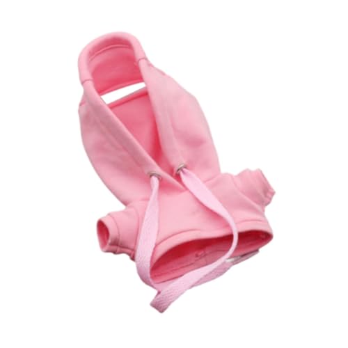 perfk 15–17 cm große Puppenkleidung aus Plüsch, Cartoon, Kapuzenpullover, stilvoll, Foto-Requisiten, Kleidung für Kuscheltiere, weiches Anzieh-Puppenoutfit, Rosa von perfk