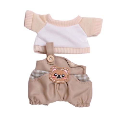 perfk 15 cm Plüschpuppenkleidung, Mode, Foto-Requisiten, Kostüme, Plüschpuppenzubehör, Anziehsachen, Kuscheltiere, Kleidung, Cartoon, Khaki von perfk