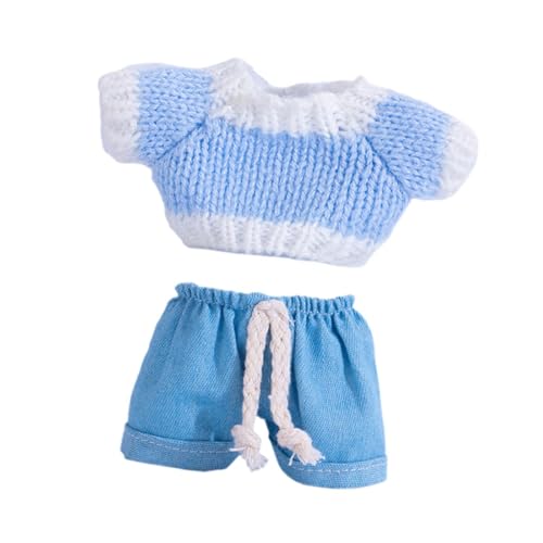 perfk 15cm Mode Puppenkleidung, Mädchen Puppen Outfits, Bequeme DIY Puppenkleidung Spielzeug Süße Puppenkleidung Kinderspielzeug Kleine Mädchen Geschenk, Blau Und Weiß von perfk