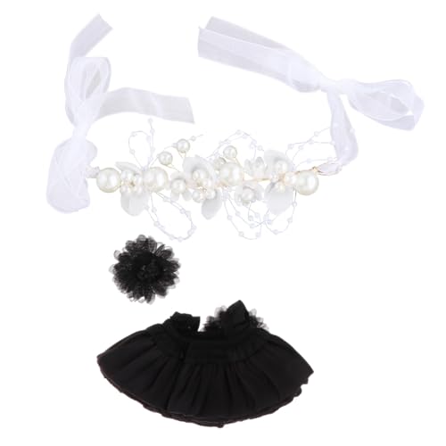 perfk 15cm Puppenkleid,Puppenkleid,Schönes stylisches Kostümzubehör,Puppenkleidung,Haaraccessoire als Geschenk,Party für kleine Mädchen, Schwarze Blume von perfk