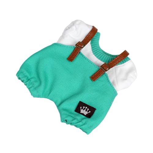 perfk 17 cm große Puppenkleidung aus Plüsch, Puppenkleidung, bequem, stylisch zum Selbermachen, Kostüme, Foto-Requisiten, süßes Overall-Shirt-Set für, GrÜn von perfk