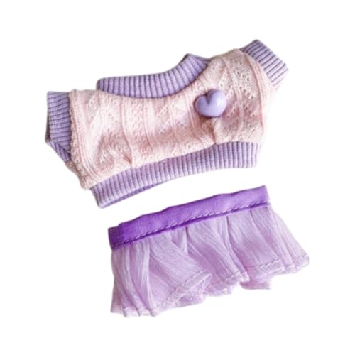 perfk 17cm Puppenkleidungsset, Puppenpullover-Outfits, Puppenzubehör, Kleidung, Anzieh-Mädchenpuppen-Outfits für Kinder, 17cm Anhängerpuppe, Lila von perfk