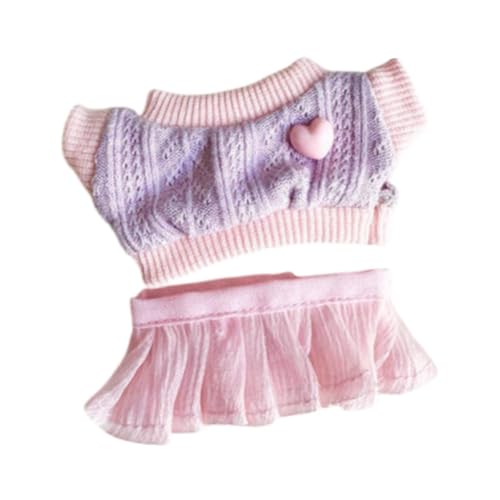 perfk 17cm Puppenkleidungsset, Puppenpullover-Outfits, Puppenzubehör, Kleidung, Anzieh-Mädchenpuppen-Outfits für Kinder, 17cm Anhängerpuppe, Rosa von perfk