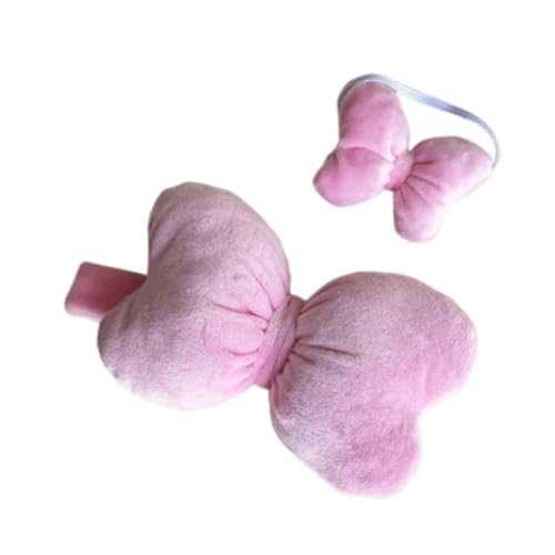 perfk 2 Stück Puppen-Outfits mit Schleife, Oberteil und Stirnband, Accessoire, Miniatur-Kleidung, handgefertigte Kleidung für 8-Zoll-Puppen, Rosa von perfk