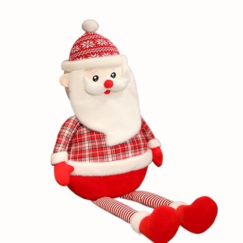 perfk 20 Zoll Weihnachtsmann-Plüschpuppe, weiches Plüschtier, süßes Ornament mit Langen Beinen, sitzende Weihnachtsplüschpuppe, Weihnachtspuppe für von perfk