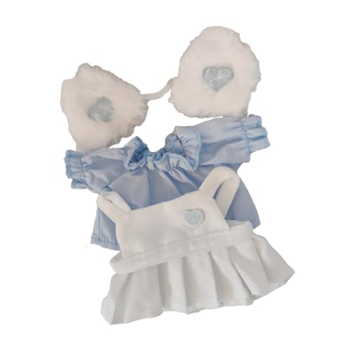 perfk 20 cm süße Puppenkleidung, Kleid, Puppenkleidung, Koordination, Foto-Requisiten für kleine Mädchen, Plüschpuppenzubehör, Outfit zum Anziehen, Blau von perfk