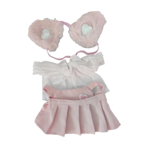 perfk 20 cm süße Puppenkleidung, Kleid, Puppenkleidung, Koordination, Foto-Requisiten für kleine Mädchen, Plüschpuppenzubehör, Outfit zum Anziehen, Rosa von perfk