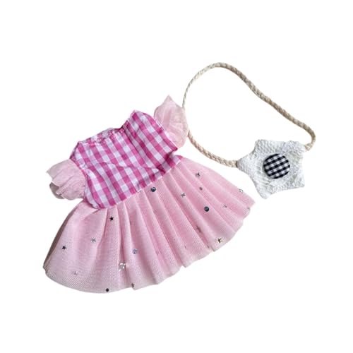 perfk 20cm Puppenkleidung Puppenkleid Kleine Mädchen Geschenk Kinderspielzeug Partygeschenk Stilvoll Machen Sie Ihre eigenen Puppen Foto Requisiten, Rosa Kariert von perfk