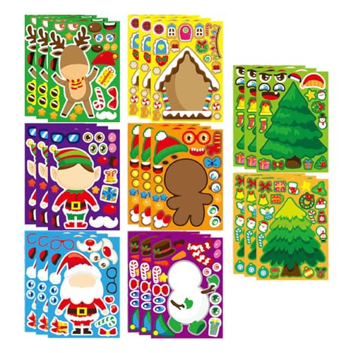 perfk 24 Blätter Weihnachtsaufkleber mit Weihnachtsmotiv, Partygeschenke, Spiel für Kleinkinder, Geschenke, dekorative Dekoration, Weihnachtsaufkleber zum, Style A perfk 24 Blätter Weihnachtsaufkleber mit Weihnachtsmotiv, Partygeschenke, Spiel für Kleinkinder, Geschenke, dekorative Dekoration, Weihnachtsaufkleber zum, Style A von perfk