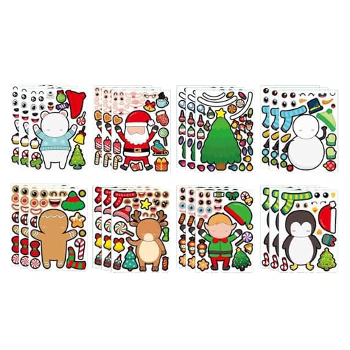 perfk 24 Blätter Weihnachtsaufkleber mit Weihnachtsmotiv, Partygeschenke, Spiel für Kleinkinder, Geschenke, dekorative Dekoration, Weihnachtsaufkleber zum, Style B perfk 24 Blätter Weihnachtsaufkleber mit Weihnachtsmotiv, Partygeschenke, Spiel für Kleinkinder, Geschenke, dekorative Dekoration, Weihnachtsaufkleber zum, Style B von perfk