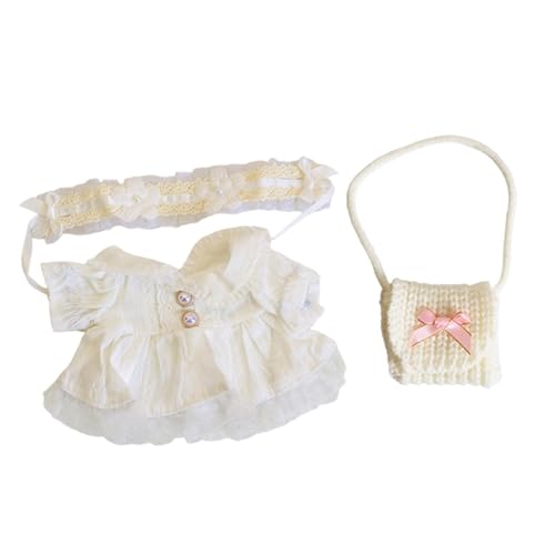 perfk 38 cm Plüsch-Puppenkleidung, Puppenkleidung, Puppenhochzeitskleid, bequem, Plüsch-Puppenzubehör, Kostüme, Puppenoutfit, Mode, Weißes Kleid von perfk