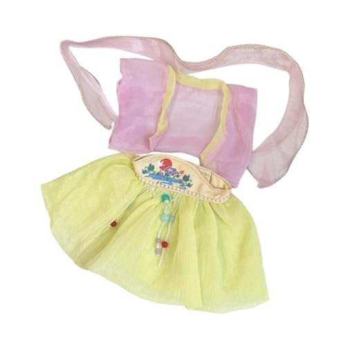 perfk 38 cm Plüschpuppenkleidung, modisches Plüschpuppenzubehör, Cosplay, weiches traditionelles chinesisches Kleid, Kostüme, Puppenoutfit, Gelb von perfk