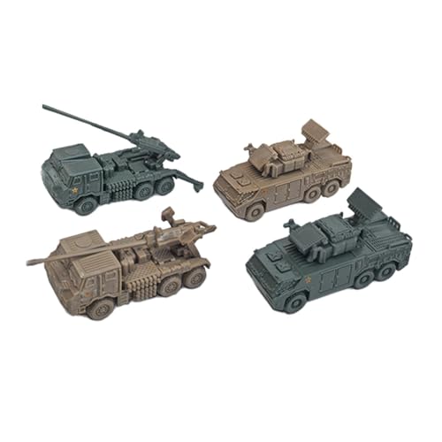 perfk 4-TLG. 1:144 Panzerfahrzeugmodell, 4D-Modernes LKW-Modell, Miniatur-Tischdekor, Sammlerstücke für Kinder und Mädchen, Geschenke von perfk