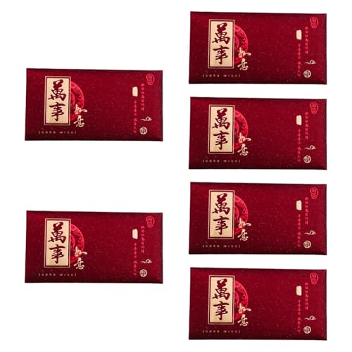 perfk 6X Roter Briefumschlag Hong Bao Traditionell zum chinesischen Neujahr, Geschenk 2025 Schlangenwünsche, Rote Tasche Glücksgeldumschläge für Party, Style A von perfk