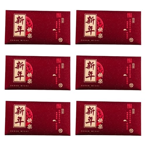 perfk 6X Roter Briefumschlag Hong Bao Traditionell zum chinesischen Neujahr, Geschenk 2025 Schlangenwünsche, Rote Tasche Glücksgeldumschläge für Party, Style B von perfk