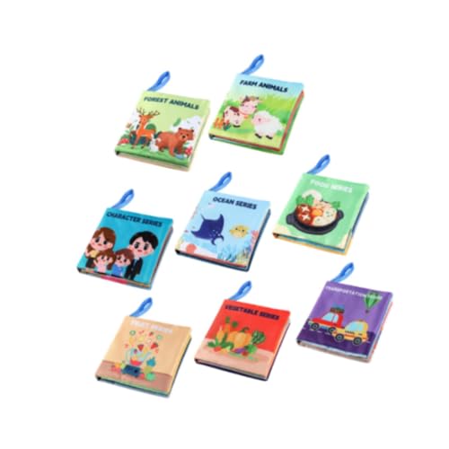 perfk 8-teiliges weiches Babybuch-Spielzeug aus Knistertuch, kreatives Fühl- und Tasterlebnis, sensorisches Montessori-Spielzeug für Babys von 0–12 Monaten, 11.5x11.5x2cm von perfk