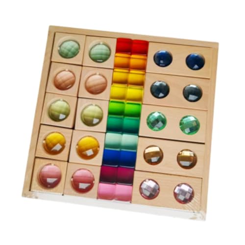 perfk Acryl-Holzklötze-Set, Stapelspielzeug, Lernspielzeug, Konstruktionsspielzeug, Bauwürfel, Regenbogen-Stapler für Kinder, Jungen und Mädchen von perfk