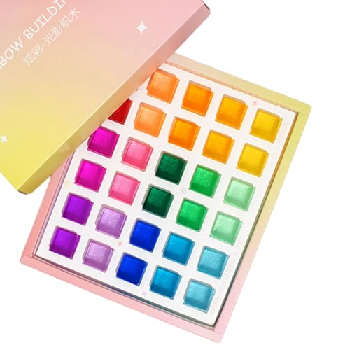 perfk Acrylblock-Bausteine Montessori-Stapelspielzeug Regenbogen-Bausteine Stapelspiel für Kinder von 3~6 Jahren, Jungen, 30 Stück von perfk